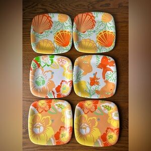 - New Martha Stewart Melamine Plates 6 seashell, fish, floral assortment